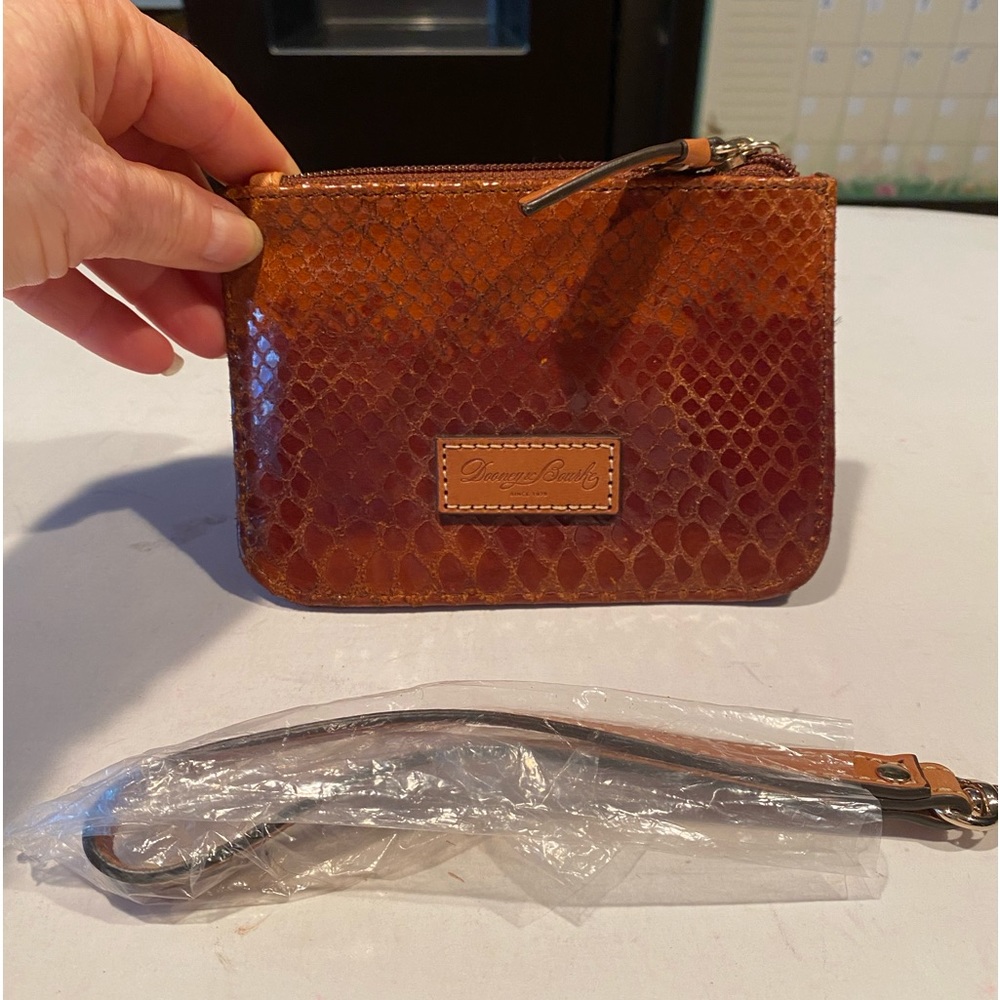 Dooney Bourke Brown Python Embossed Coin Purse/Wristlet NWOT